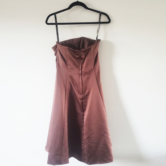 Alfred Angelo Espresso Strapless Midi Formal Dress - Picture 2 of 6